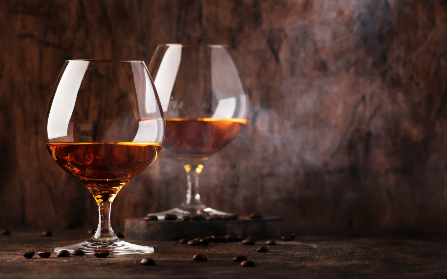 armagnac brandy in two glasses