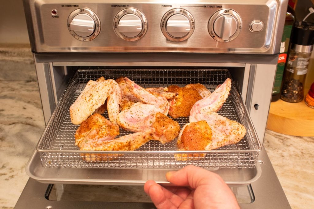 Cuisinart air fryer oven loaded with wings