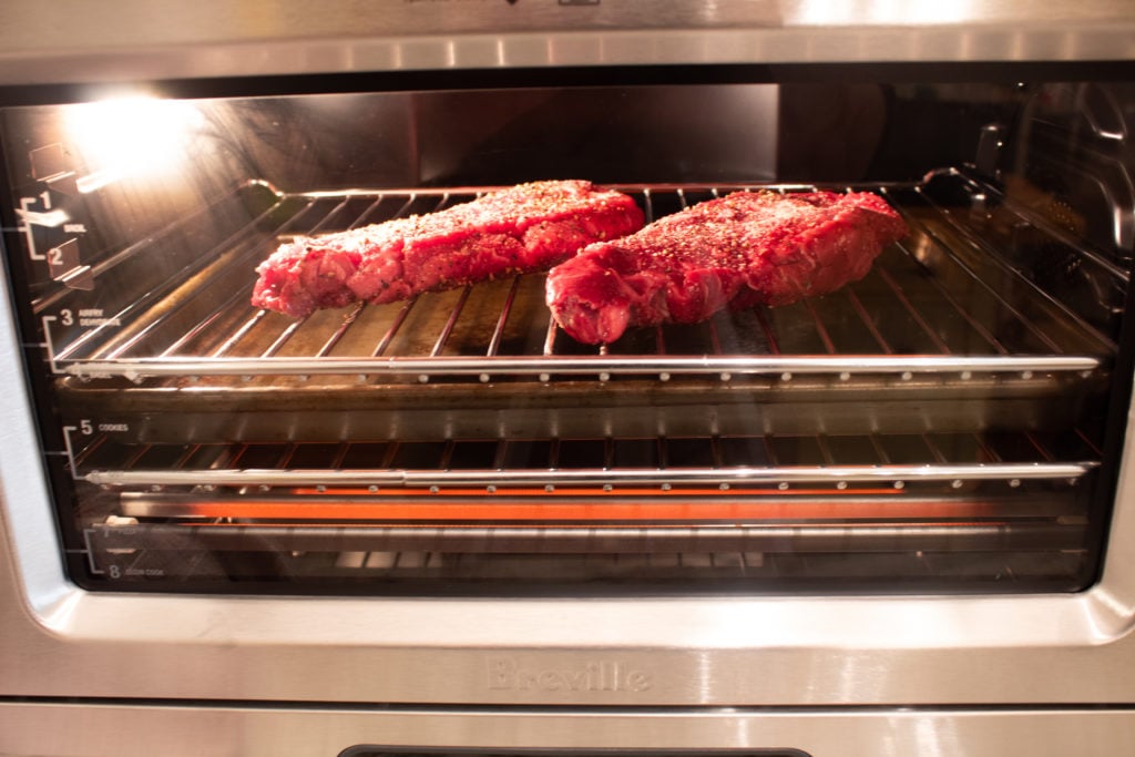 Breville Smart Oven Rib Eye Steaks Inside