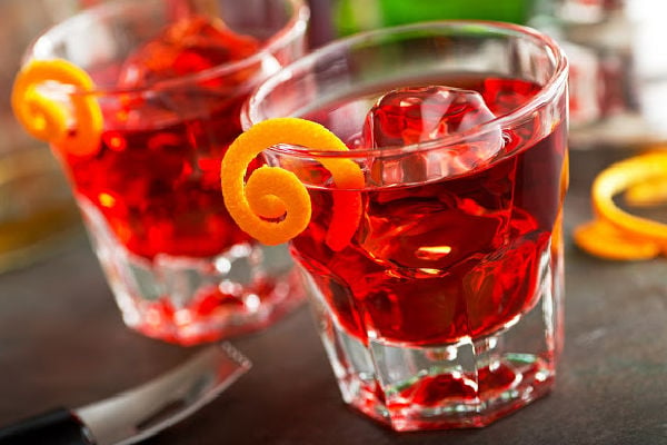 Negroni cocktails in a glass