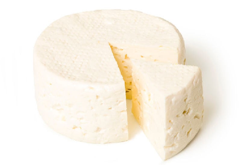 Panela cheese on a white background.