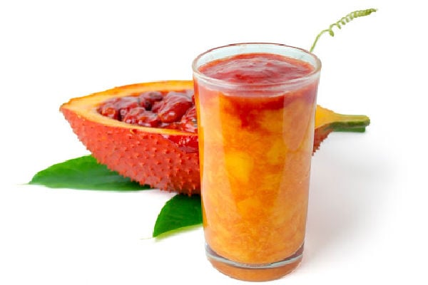 Gac fruit juice in a glass