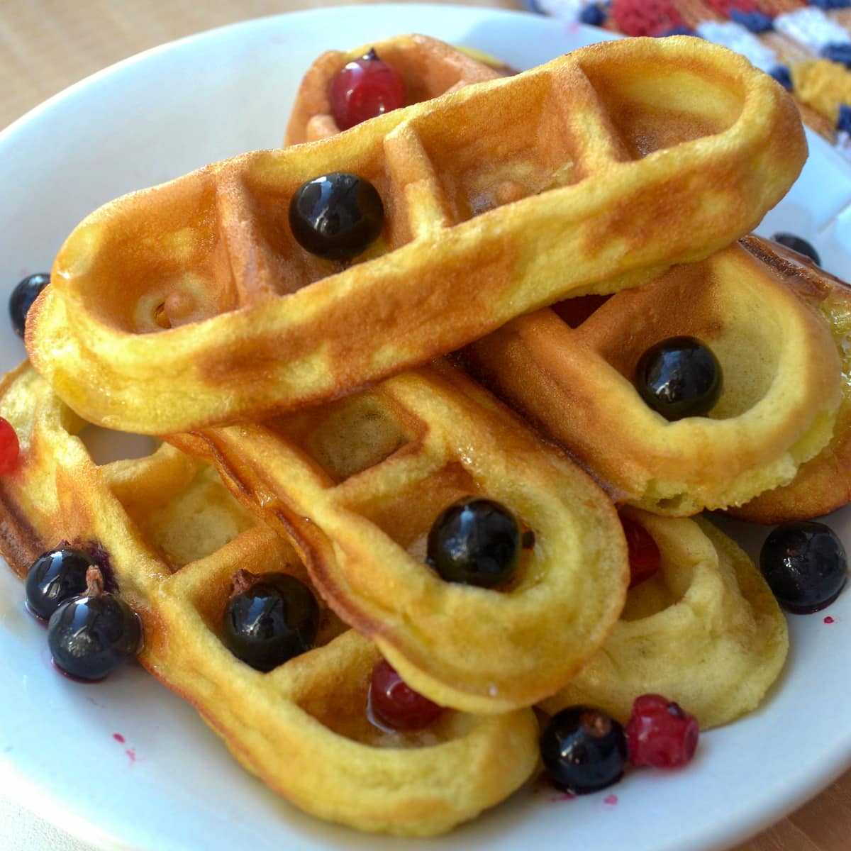 Keto cream cheese waffle sticks with berries