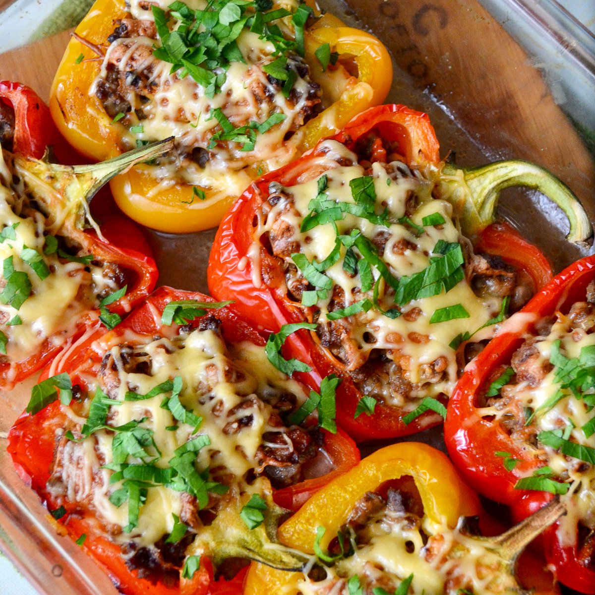 Stuffed peppers with ground beef finished