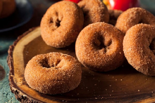 A pile of cider donuts