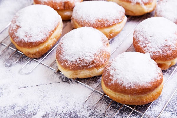 Berliner donut on a wire rack