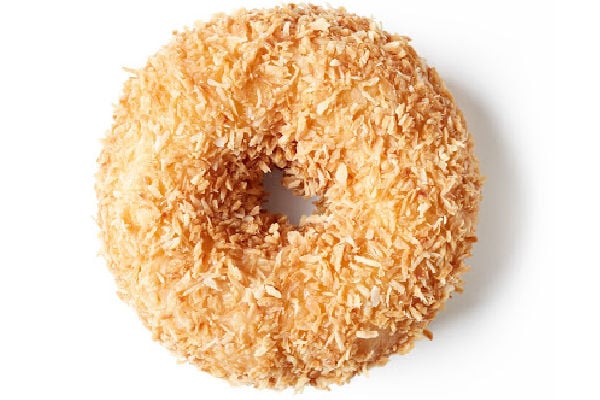 Top down view of a coconut donut