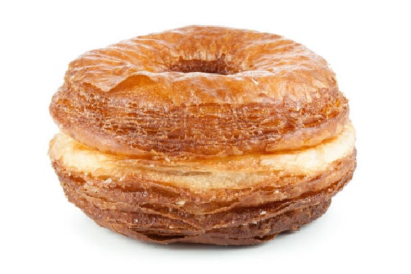 A sing cronut on isolated white background