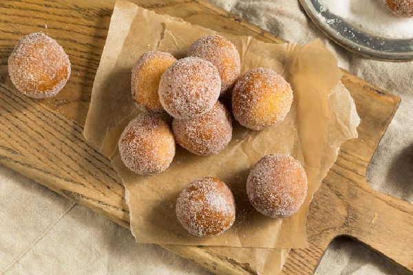 Donut holes on parchment paper