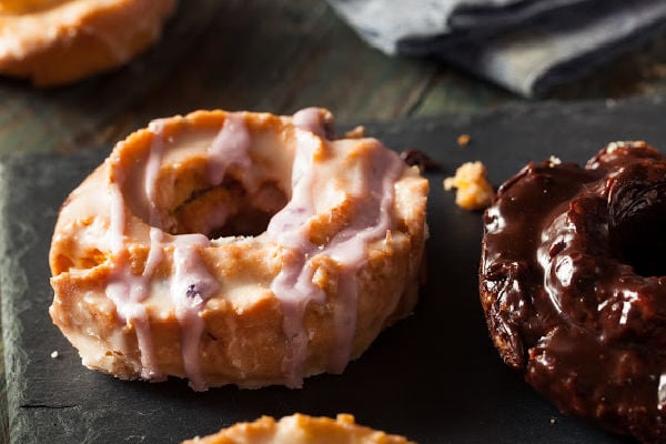 Old fashioned donut with a drizzle