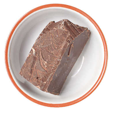 Block of raw chocolate in a bowl