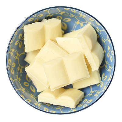 White chocolate pieces in a bowl