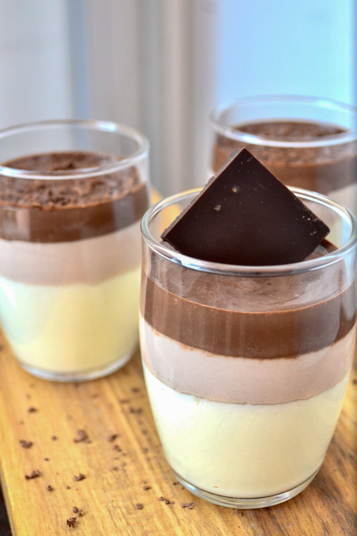 Keto chocolate and vanilla panna cotta