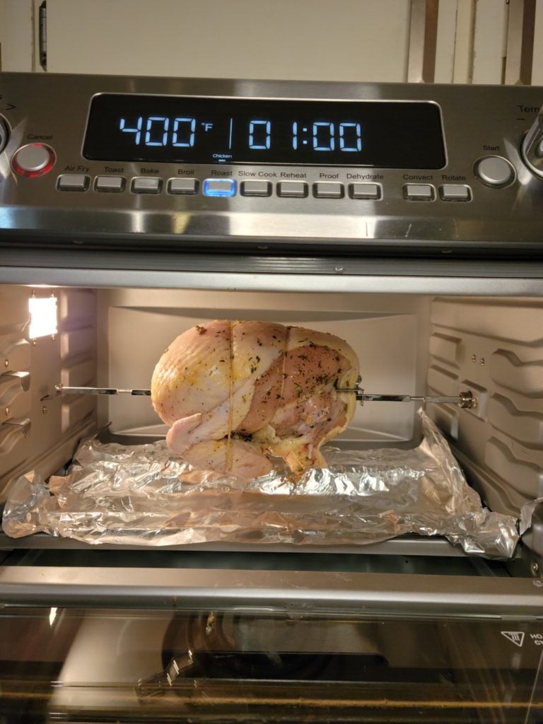 Whole chicken inside the Instant Omni Plus
