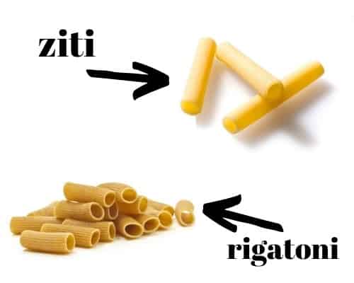 Ziti vs rigatoni pasta