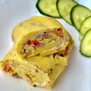 Keto baked omelet roll served