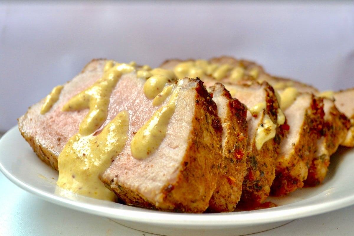 Keto Pork Tenderloin served With Dijon Mustard Sauce