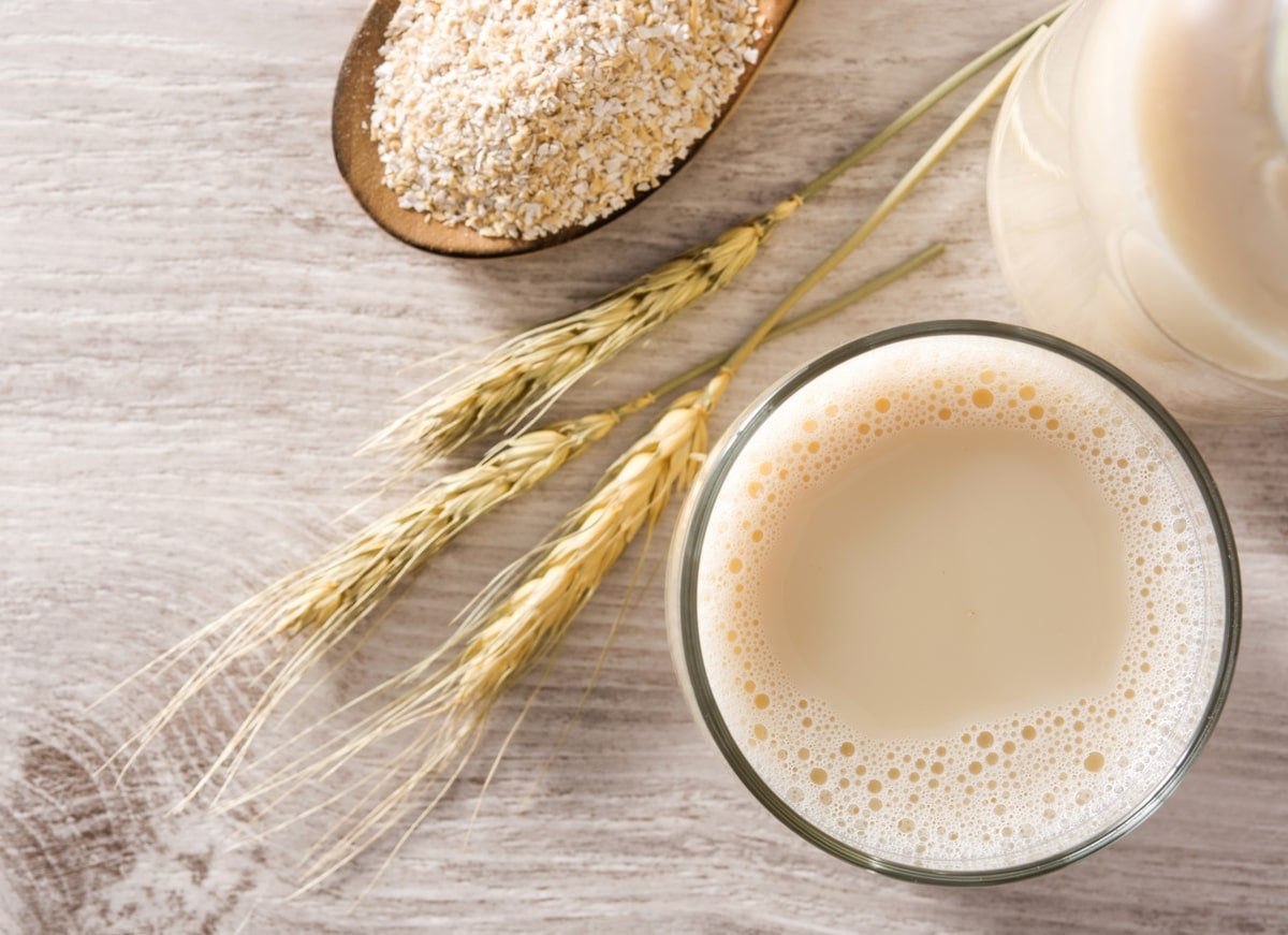 Oats Milk In Bottle And Glass