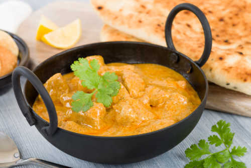 Korma curry in a pan 