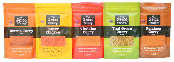5 different spice blends in a row