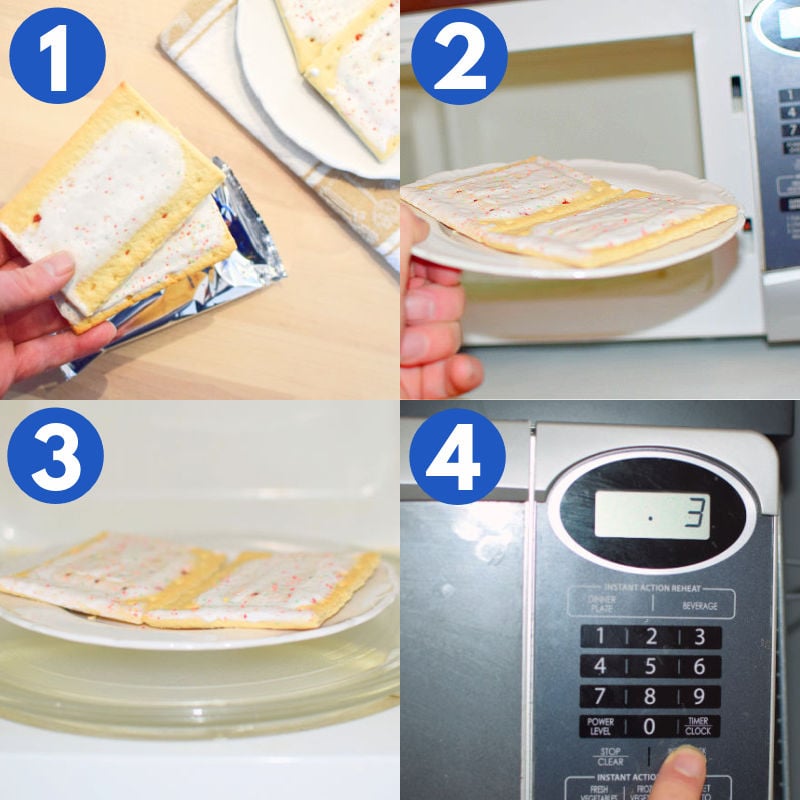 Steps for heating Pop Tarts in a microwave