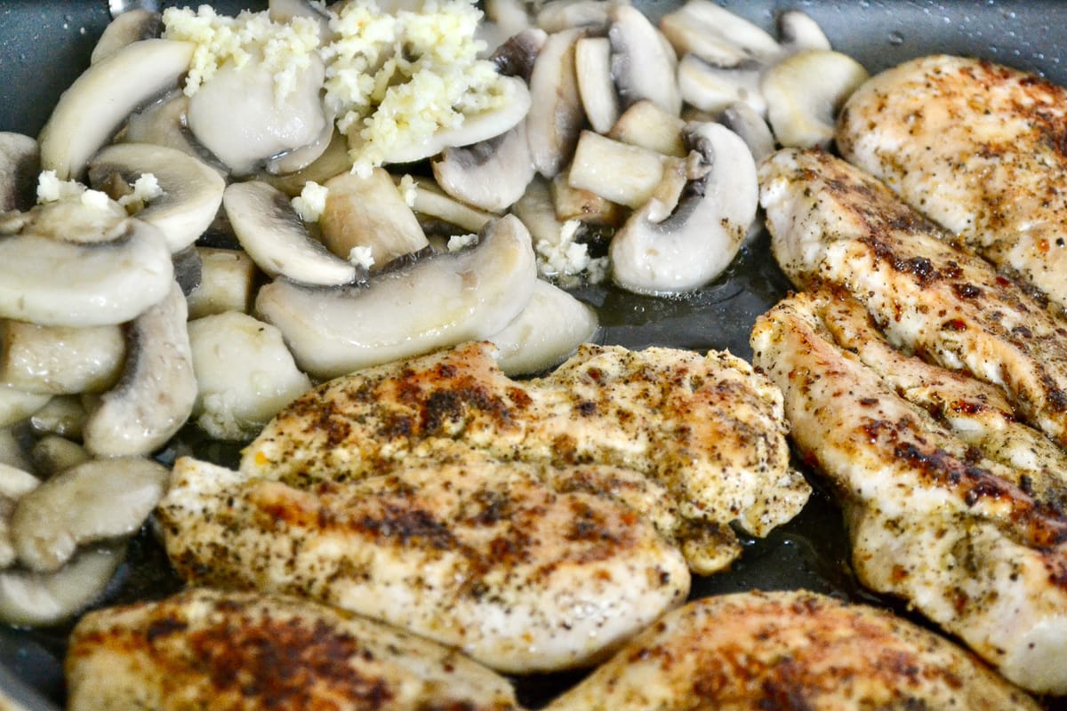 Keto Creamy Mushroom Chicken cooking