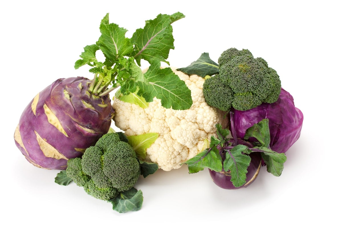 Broccoli, kale, spinach, and cauliflower