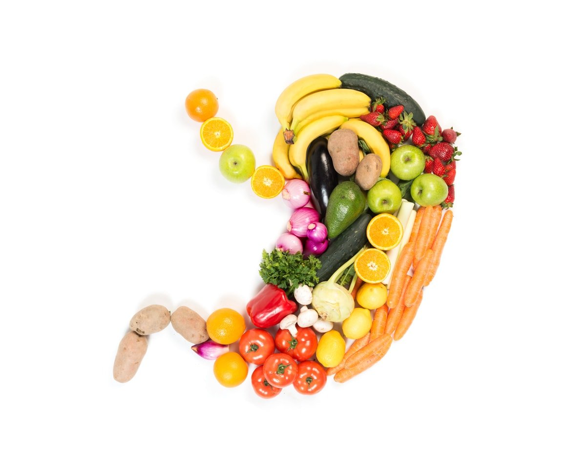 Stomach,Made,Out,Of,Fruits,And,Vegetables,Isolated,On,White