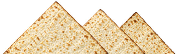 Triangles of matzo bread on a white background