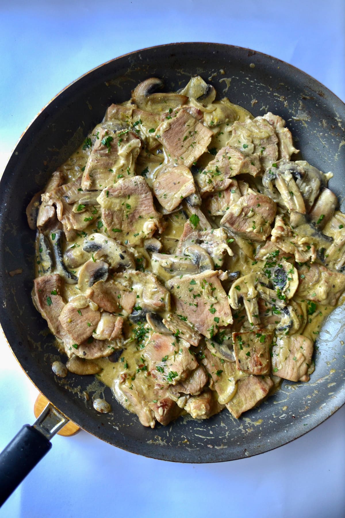 Keto Beef Stroganoff cooked