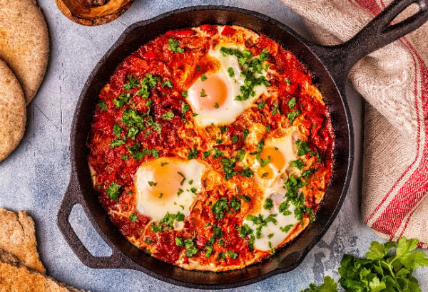 Shakshuka in a frying pan