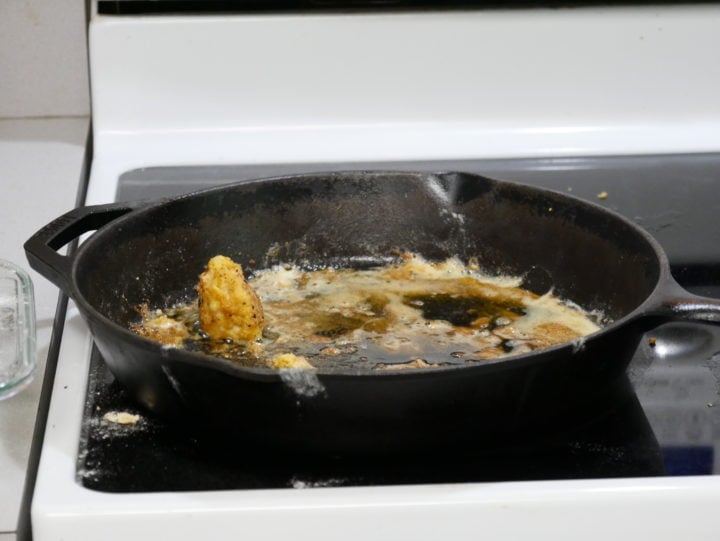 Greasy and messy cast iron skillet