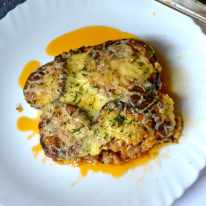 Keto Moussaka With Eggplant served