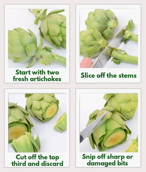 Steps to prepare an artichoke for microwaving