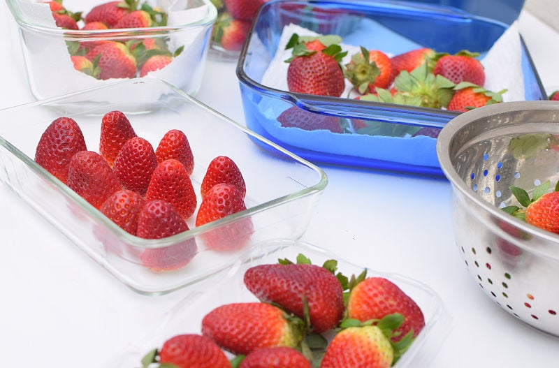 Strawberries in containers