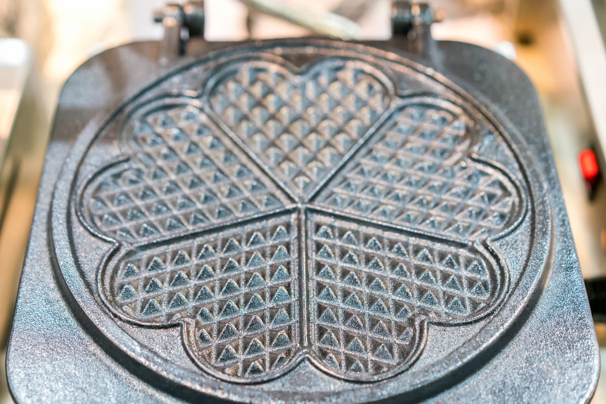 Heart-shaped cast iron waffle maker