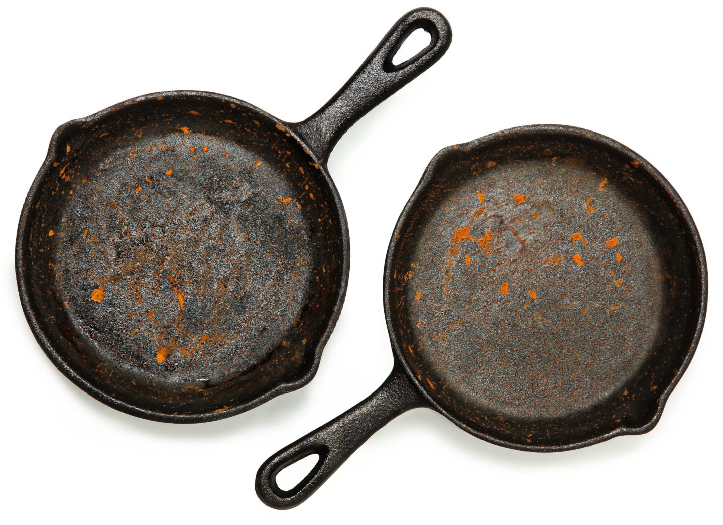 Rusty Cast Iron Pans White Background