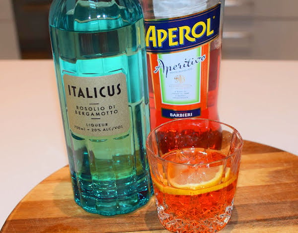 Bottle of Italicus and Aperol in Kitchen