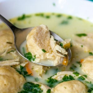 keto chicken and dumplings in a bowl