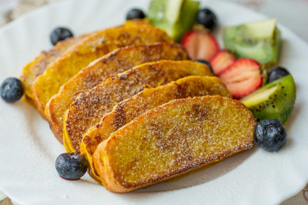 keto french toast served with fresh fruits
