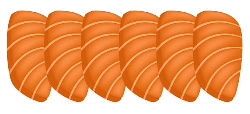 Six pieces of salmon sashimi