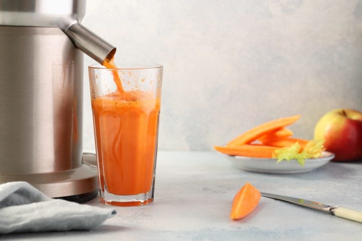 carrot juice made using a juicer