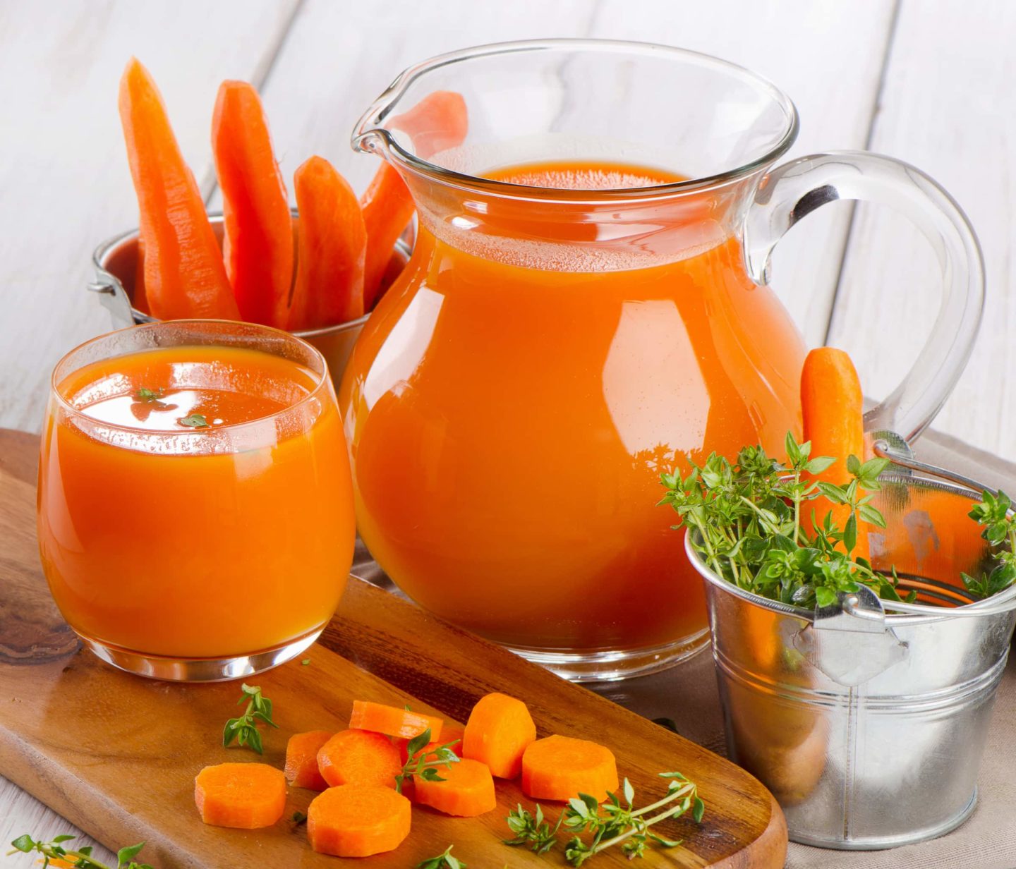 Carrot Juice In Glass Pitcher