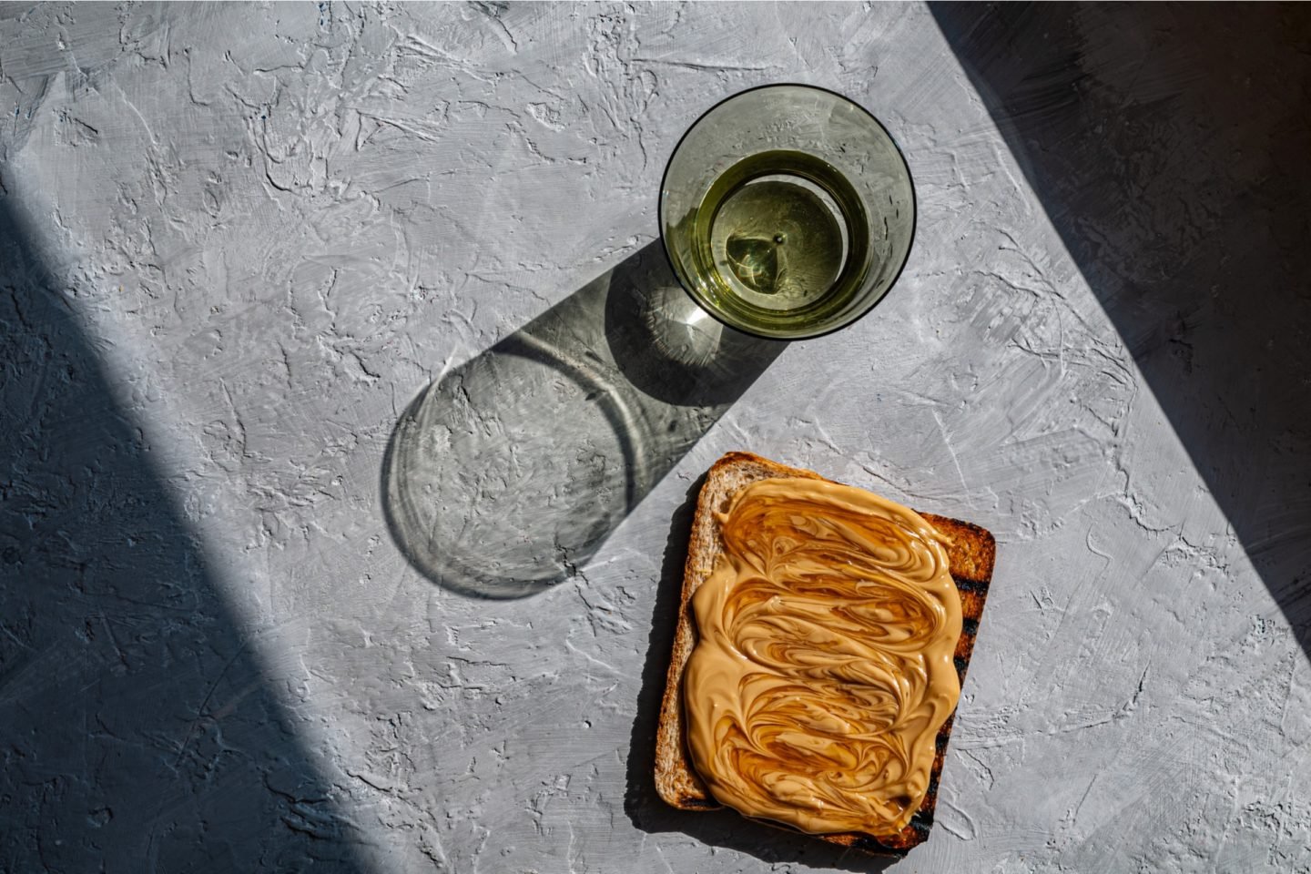 Peanut Butter Bread With A Glass Of Water
