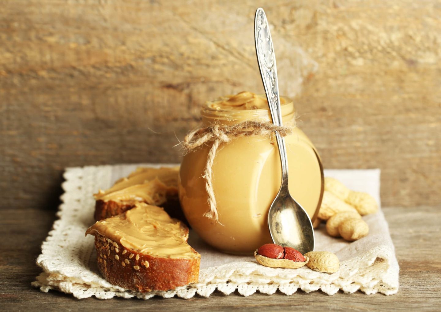 Peanut Butter In A Jar With Bread