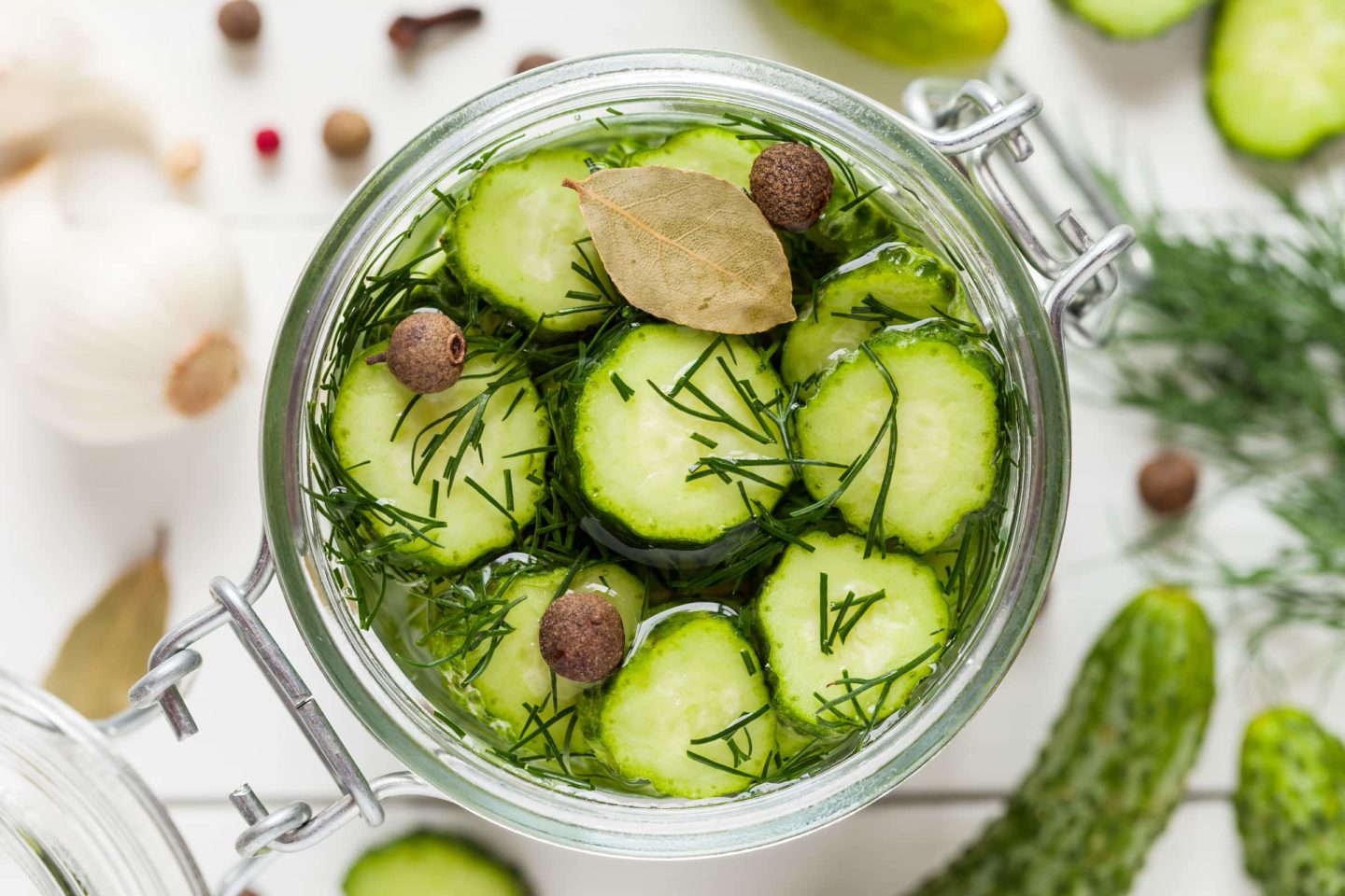 Pickled Cucumbers In Mason Jar