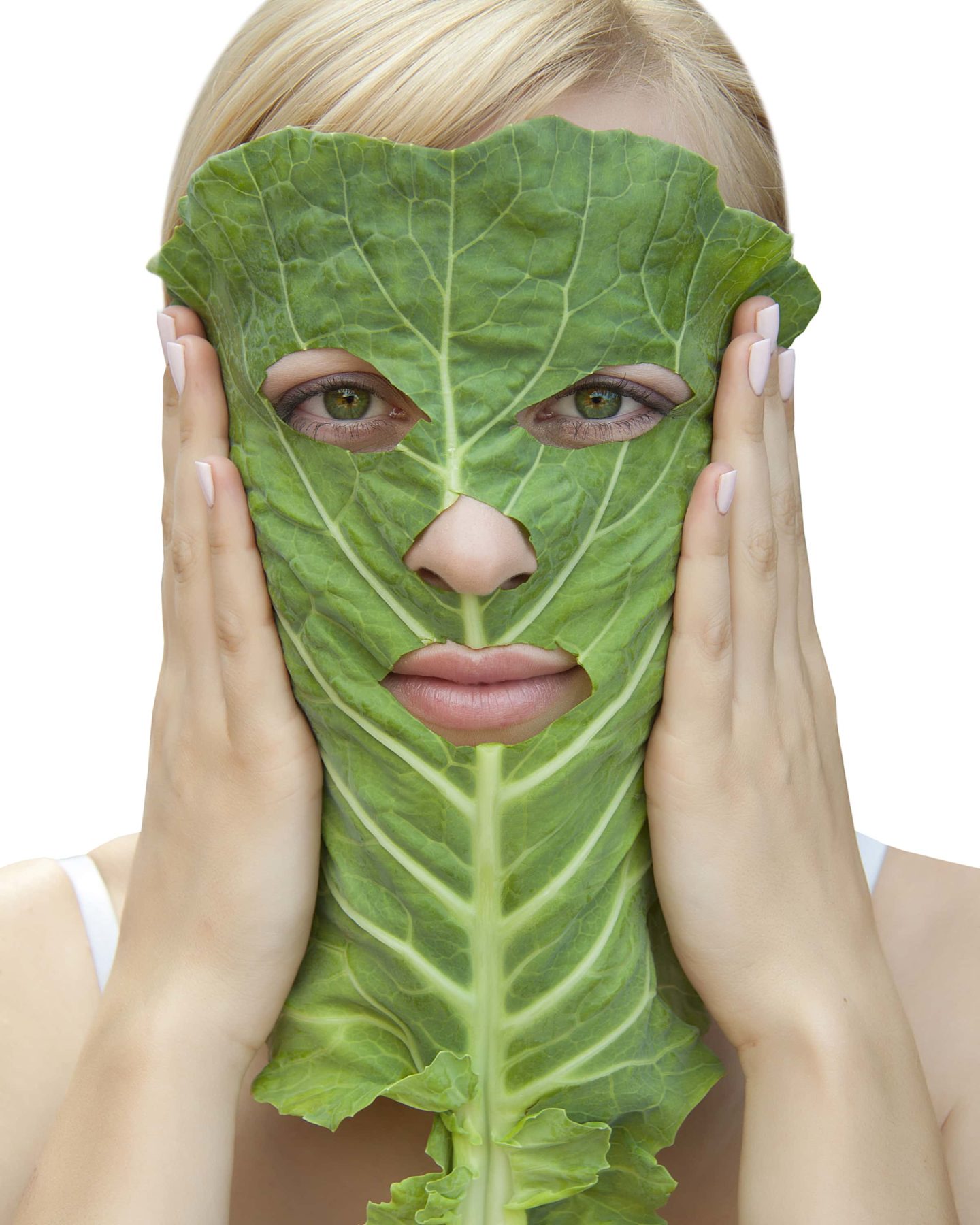 Woman With Cabbage Mask