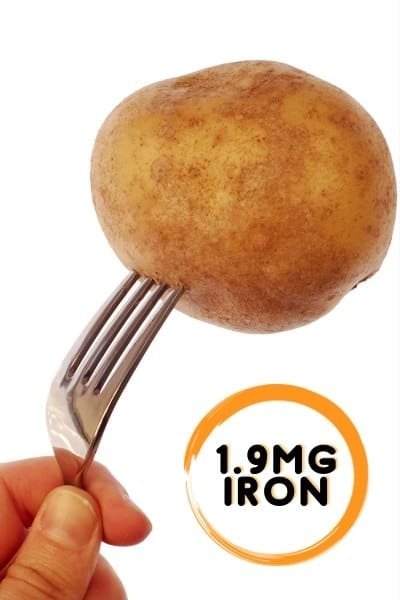 How much iron is in potatoes?