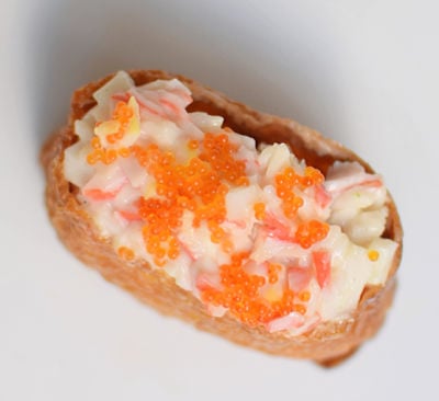 A top down image of a crab inari