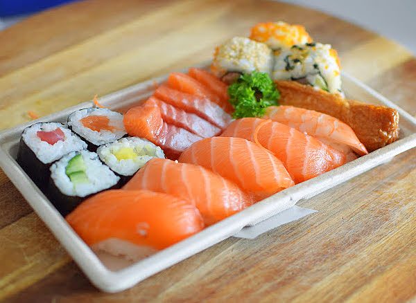 Various sushi in box